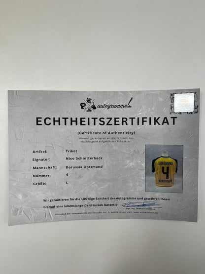 Borussia Dortmund Trikot Nico Schlotterbeck signiert BVB Puma COA L