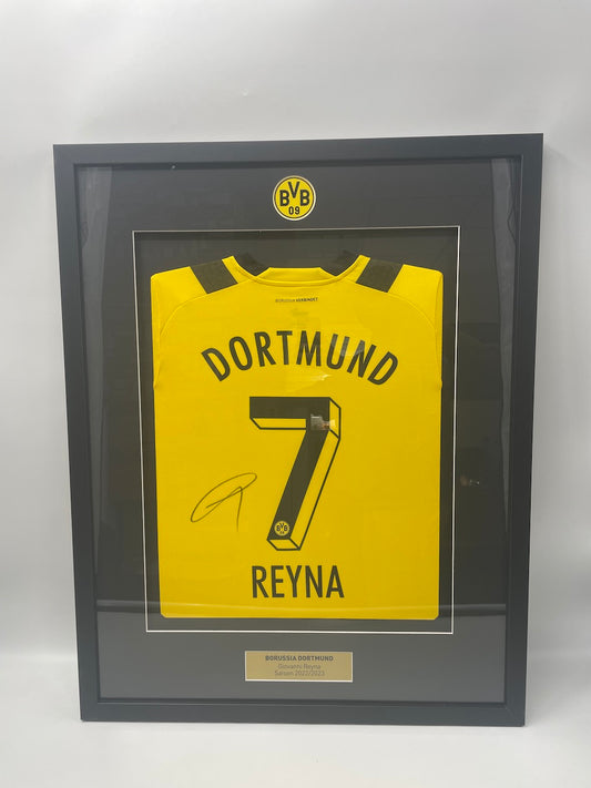 Borussia Dortmund Trikot Giovanni Reyna signiert im Rahmen Puma BVB