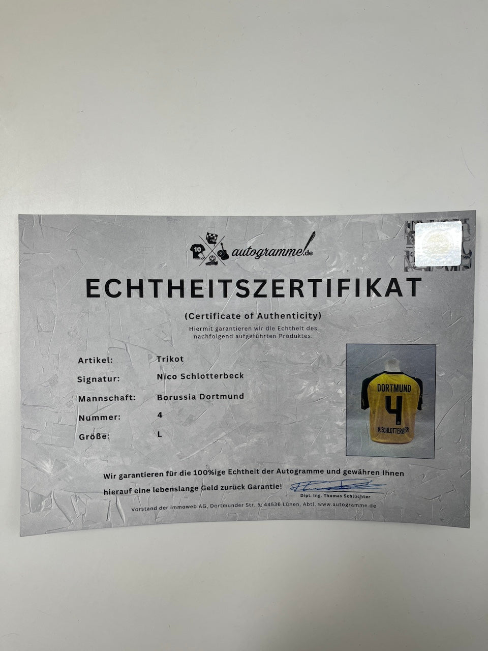 Borussia Dortmund Trikot Nico Schlotterbeck signiert BVB Puma COA L