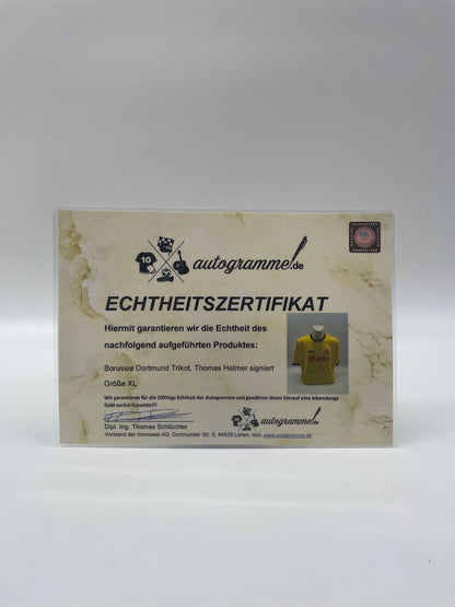 Borussia Dortmund jersey Thomas Helmer signed BVB autograph Goool XL