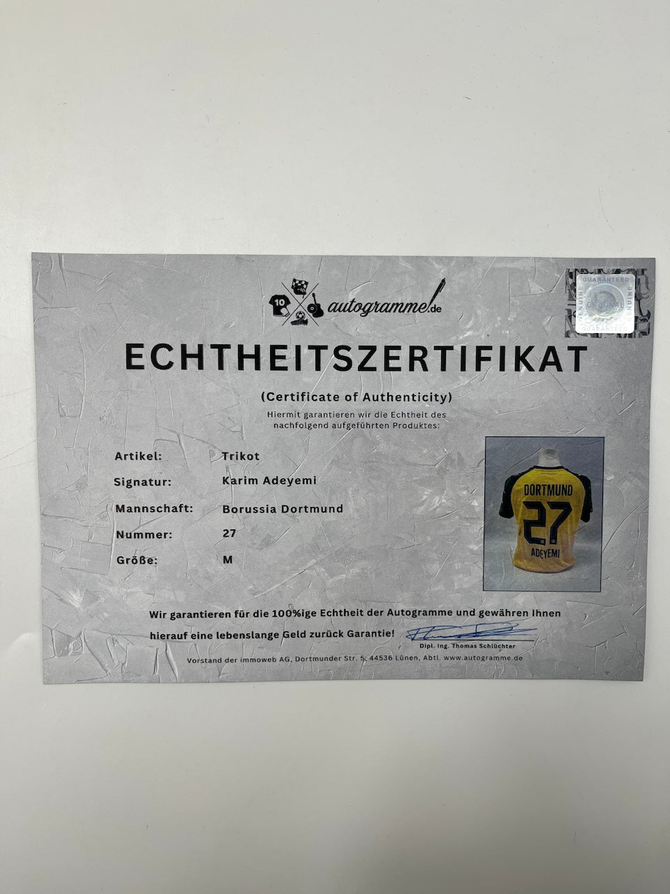 Borussia Dortmund Trikot Karim Adeyemi signiert BVB Puma COA M