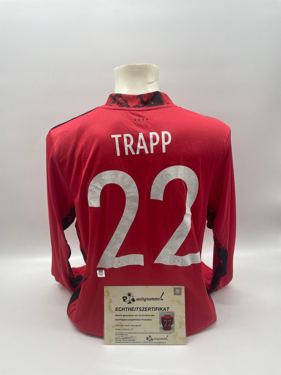 DFB Trikot Kevin Trapp signiert Adidas COA Deutschland DFB Autogramm L