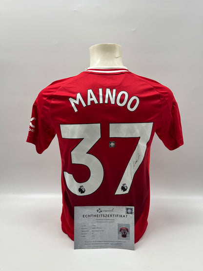 Manchester United Trikot Kobbie Mainoo signiert Autogramm Adidas 164