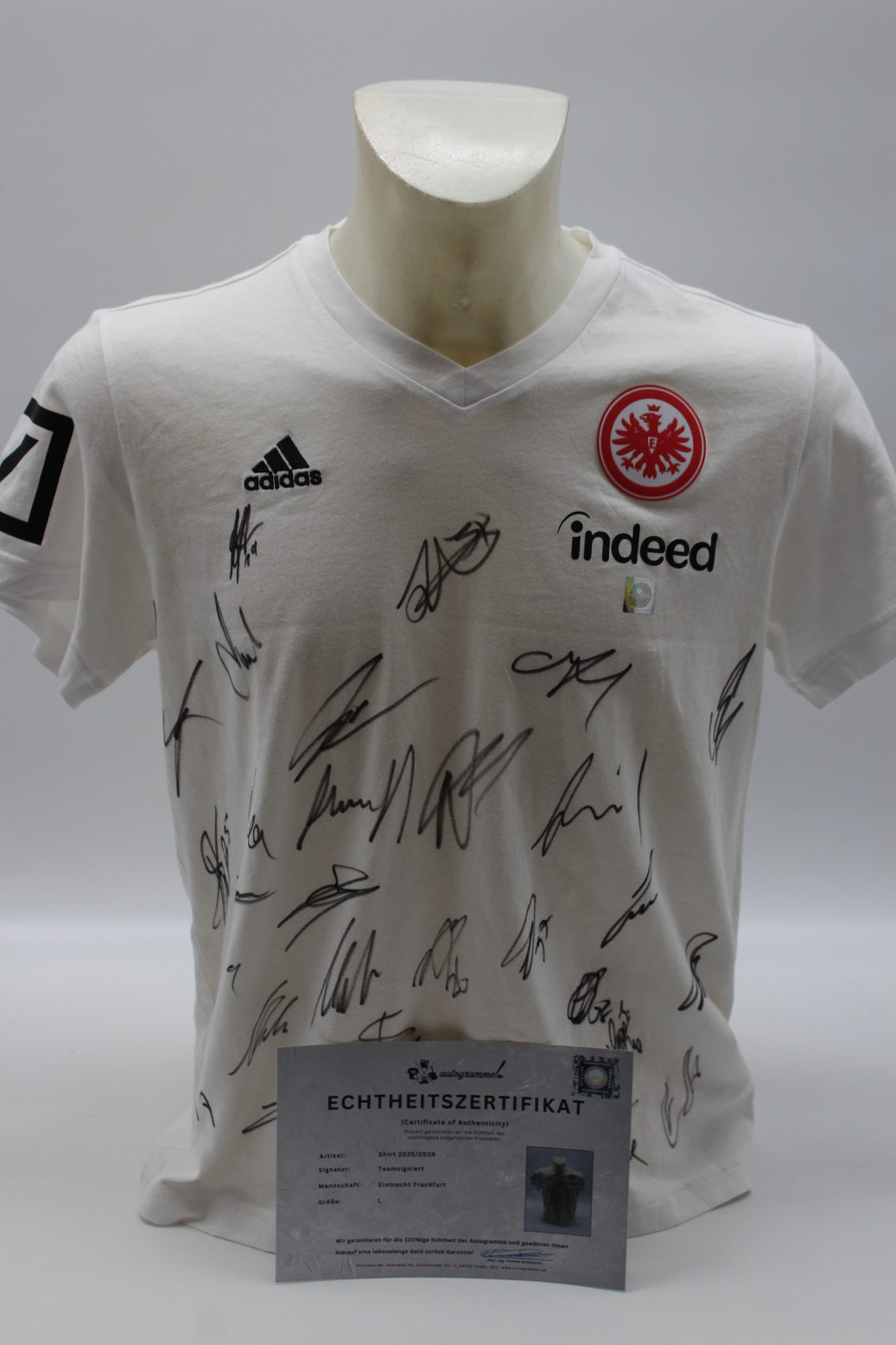Eintracht Frankfurt T-Shirt 2025/2026 Teamsigniert COA Bundesliga Adidas L