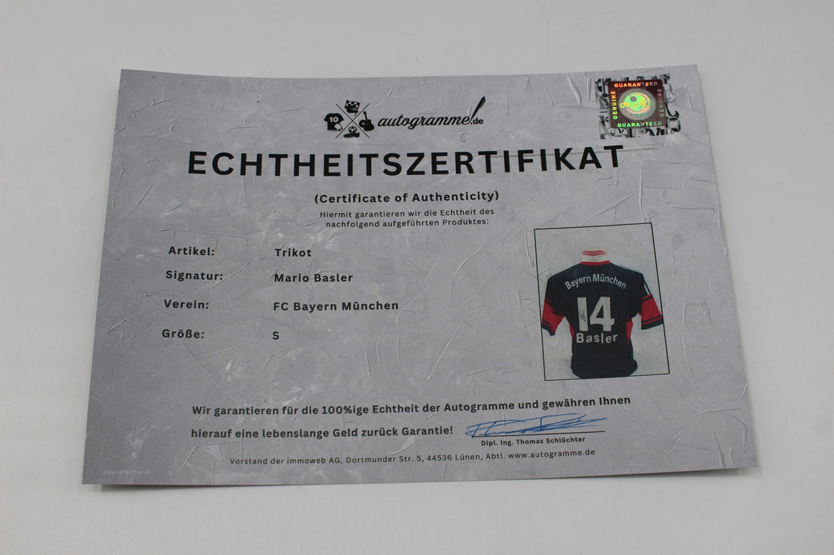 Bayern München Trikot Mario Basler signiert Autogramme Adidas Proof FCB S