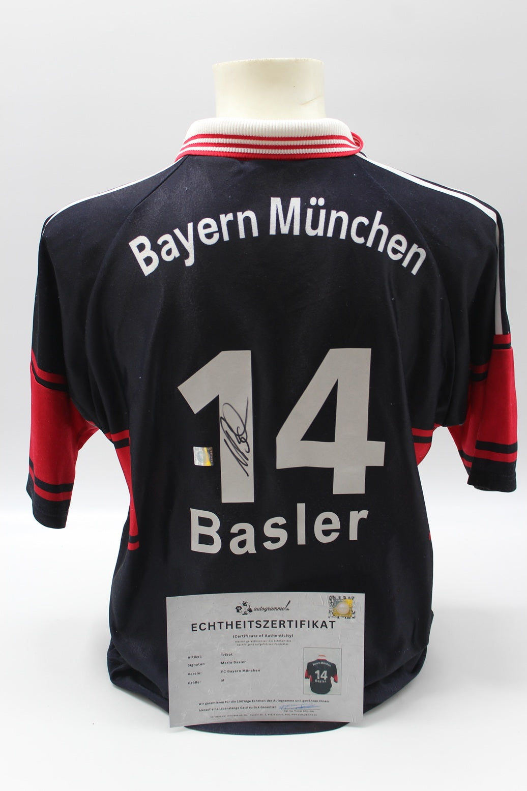 Bayern München Trikot Mario Basler signiert Autogramme Adidas Proof FCB M