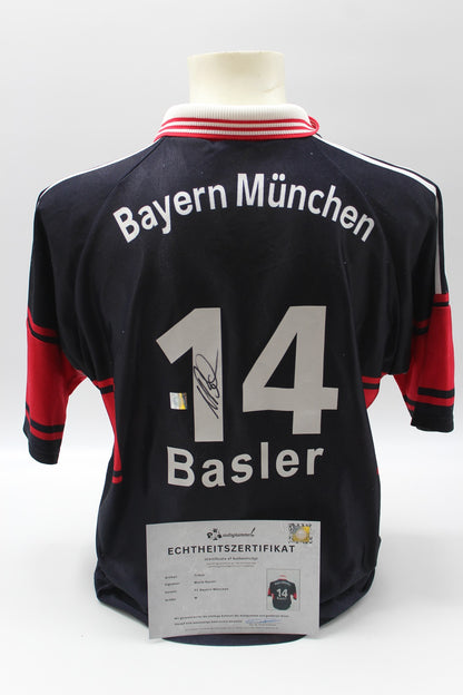 Bayern München Trikot Mario Basler signiert Autogramme Adidas Proof FCB M