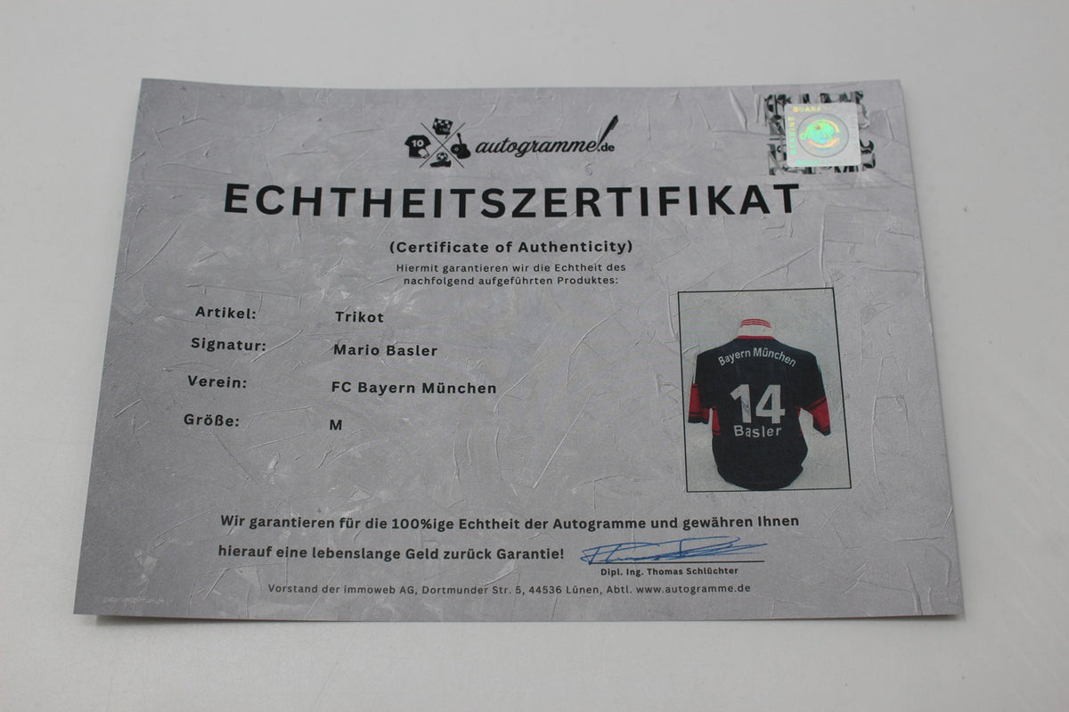 Bayern München Trikot Mario Basler signiert Autogramme Adidas Proof FCB M