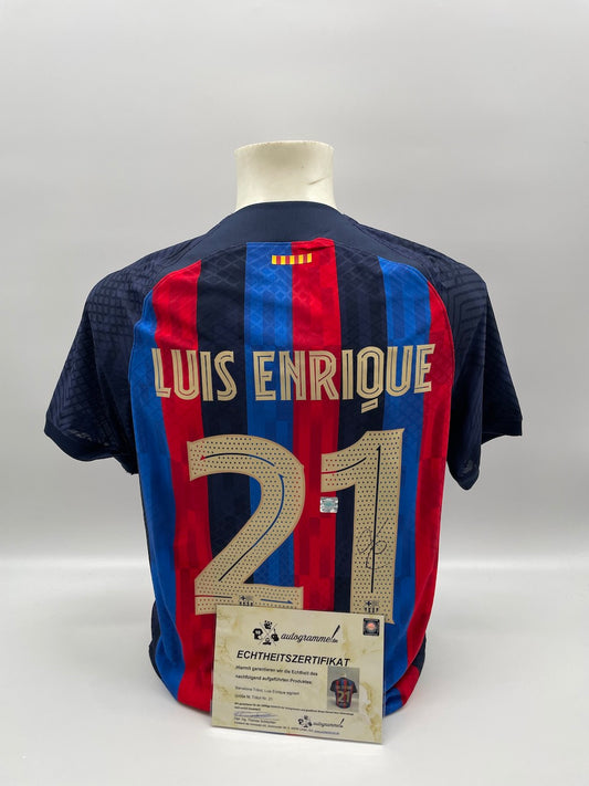 FC Barcelona jersey Luis Enrique signed autograph Nike COA M