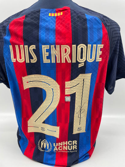 FC Barcelona jersey luis enrique signed autograph nike coa m