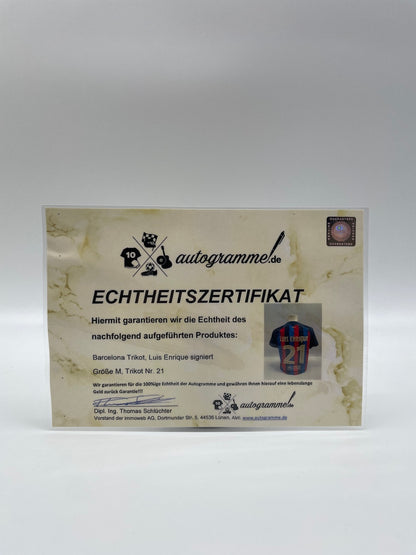 FC Barcelona jersey luis enrique signed autograph nike coa m