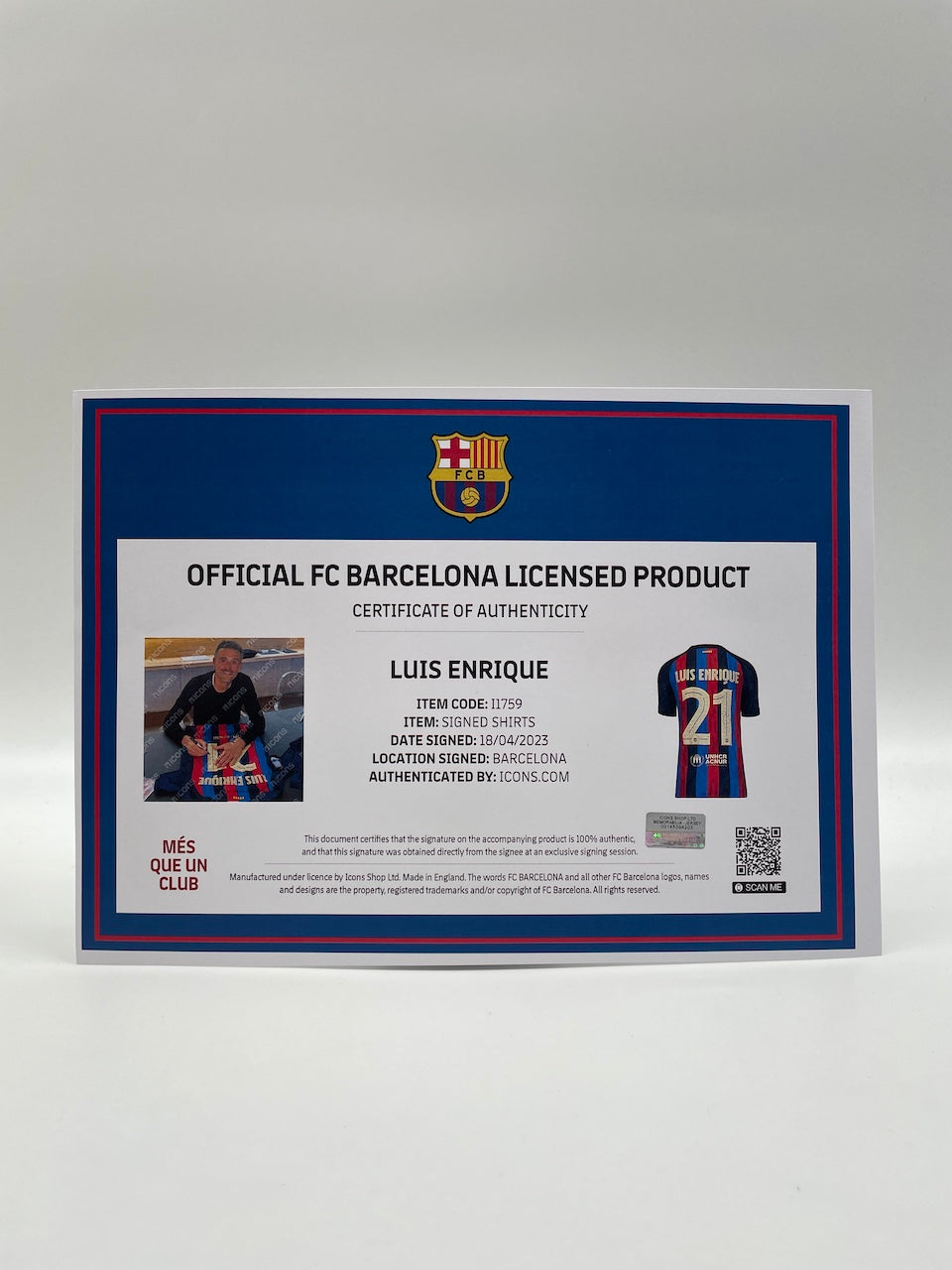 FC Barcelona jersey luis enrique signed autograph nike coa m