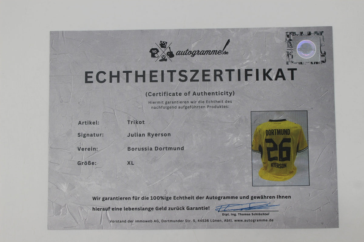 Borussia Dortmund Trikot Julian Ryerson COA BVB Puma neu XL 26/27