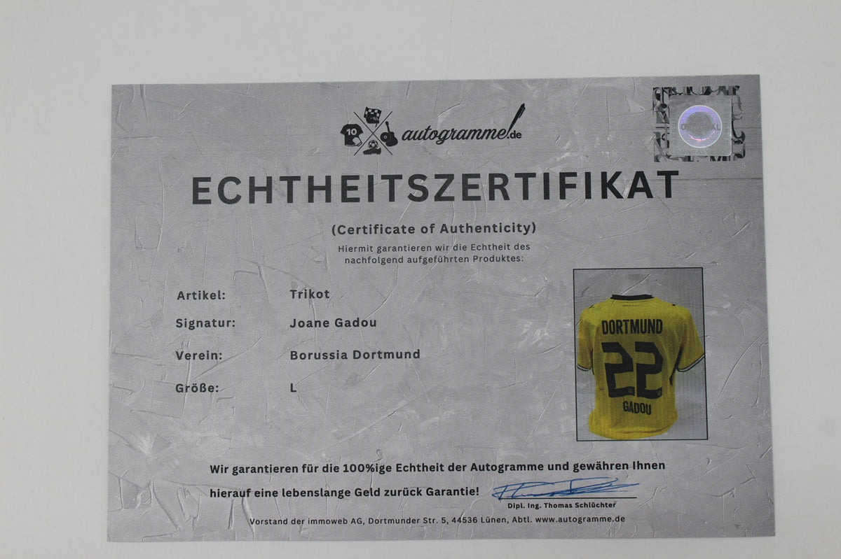 Borussia Dortmund Trikot Joane Gadou COA BVB Puma neu L 26/27