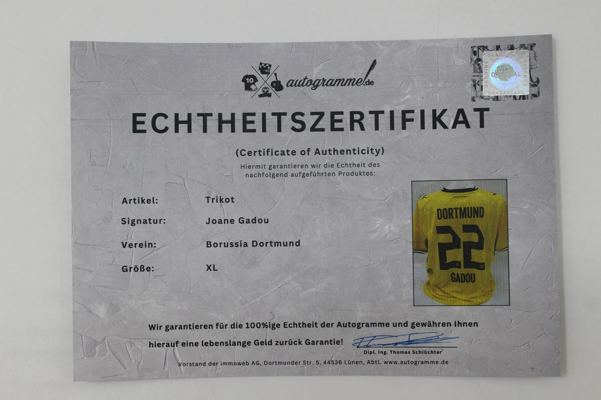 Borussia Dortmund Trikot Joane Gadou COA BVB Puma neu XL 26/27