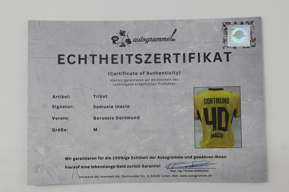 Borussia Dortmund Trikot Samuele Inacio COA BVB Puma neu M 26/27
