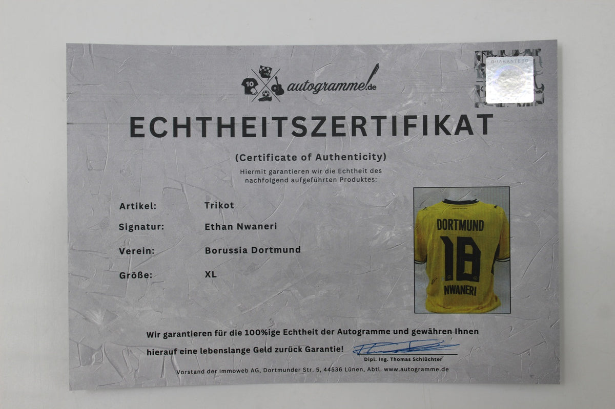 Borussia Dortmund Trikot Ethan Nwaneri COA BVB Puma neu XL 26/27