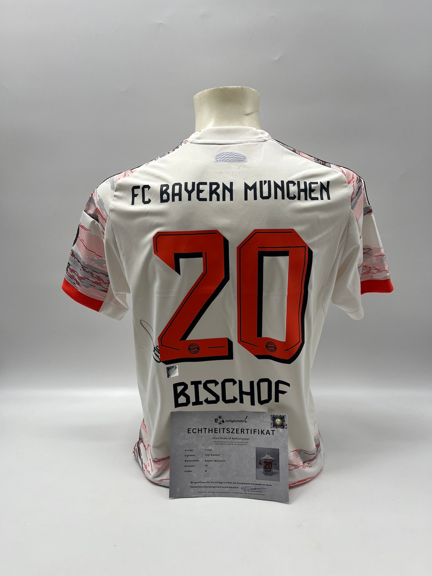 Bayern München Trikot Tom Bischof signiert Autogramm Adidas COA M