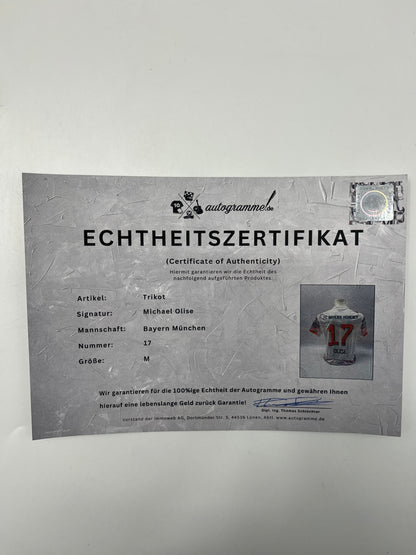 Bayern München Trikot Michael Olise signiert Autogramm Adidas COA M