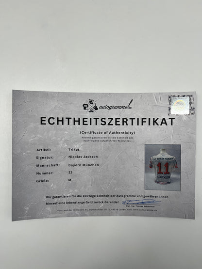 Bayern München Trikot Nicolas Jackson signiert Autogramm Adidas COA M