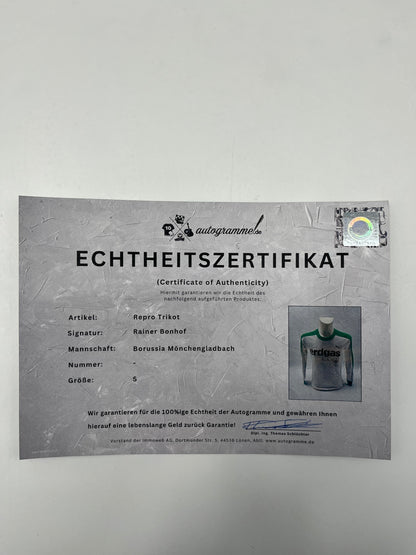 Repro Borussia Mönchengladbach Trikot Rainer Bonhof signiert Autogramm S