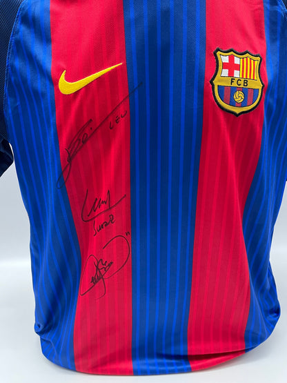 FC Barcelona Trikot Messi, Neymar & Suarez signiert Autogramm Nike COA L