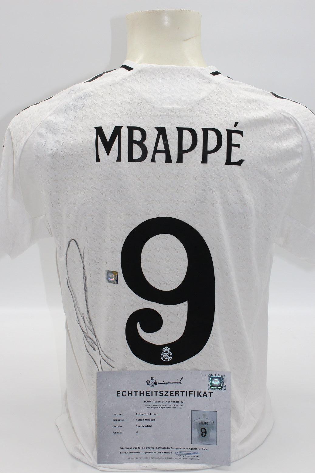 Real Madrid Trikot Kylian Mbappe signiert Autogramm Adidas neu M