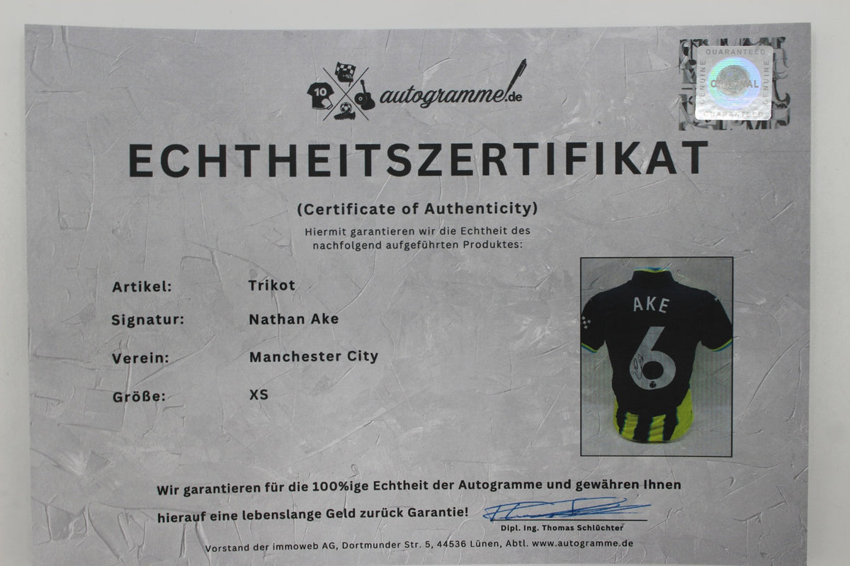 Manchester City Trikot Nathan Ake signiert Autogramm Puma COA neu XS 24/25