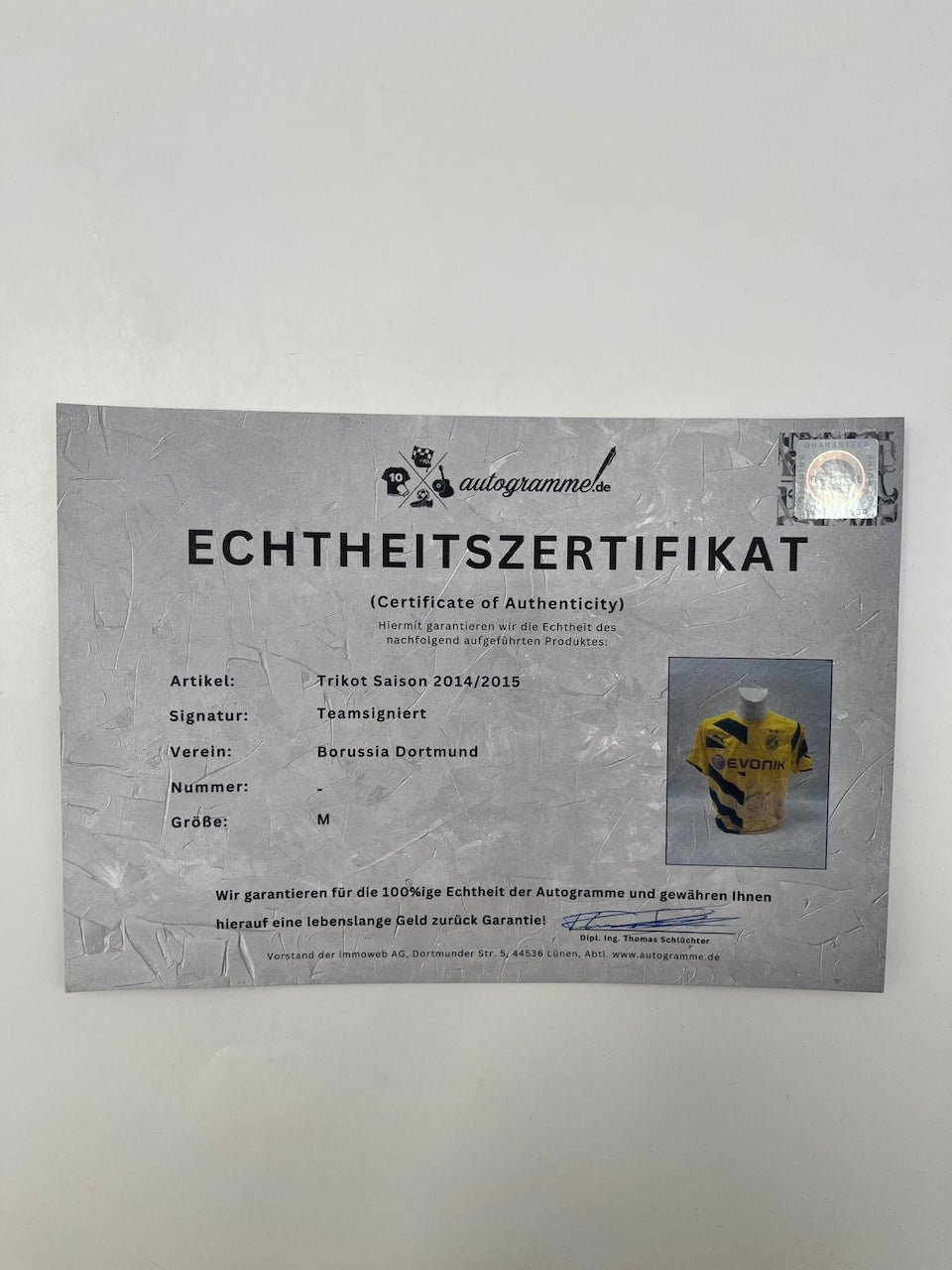 BVB Trikot 2014/2015 Teamsigniert Borussia Dortmund COA Puma M