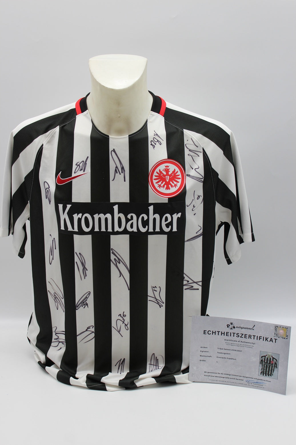 Eintracht Frankfurt Trikot 2016/2017 Teamsigniert COA Bundesliga Adidas L