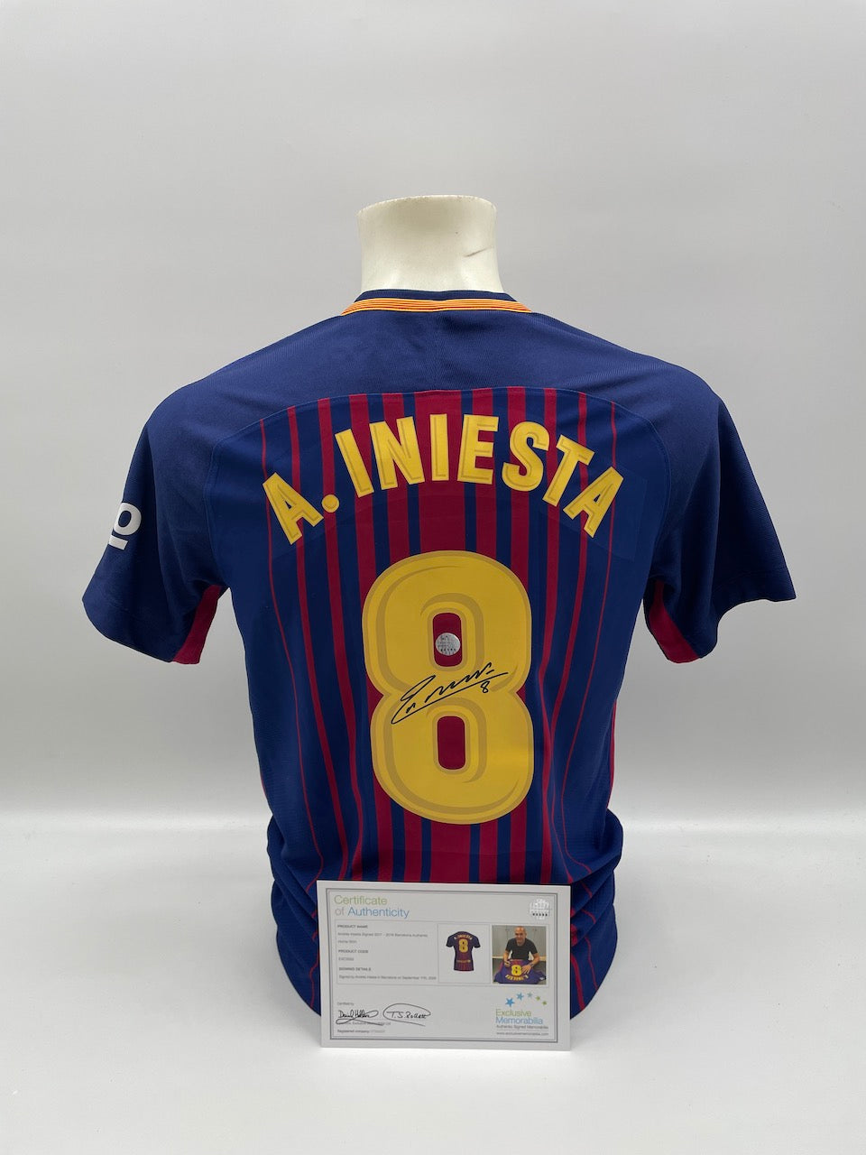 FC Barcelona jersey Andres Iniesta signed autograph Nike COA S