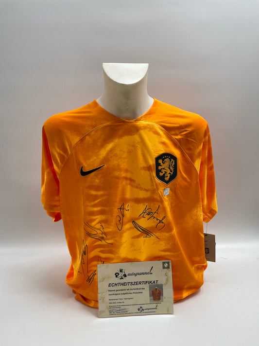 Netherlands Jersey World Cup 2022 Team Signed Autograph Holland Nike XL