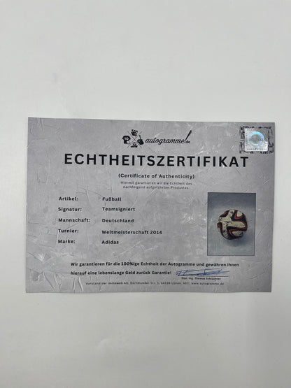 Fußball Teamsigniert WM 2014 in Vitrine DFB Unterschrift Autogramm Adidas Ball