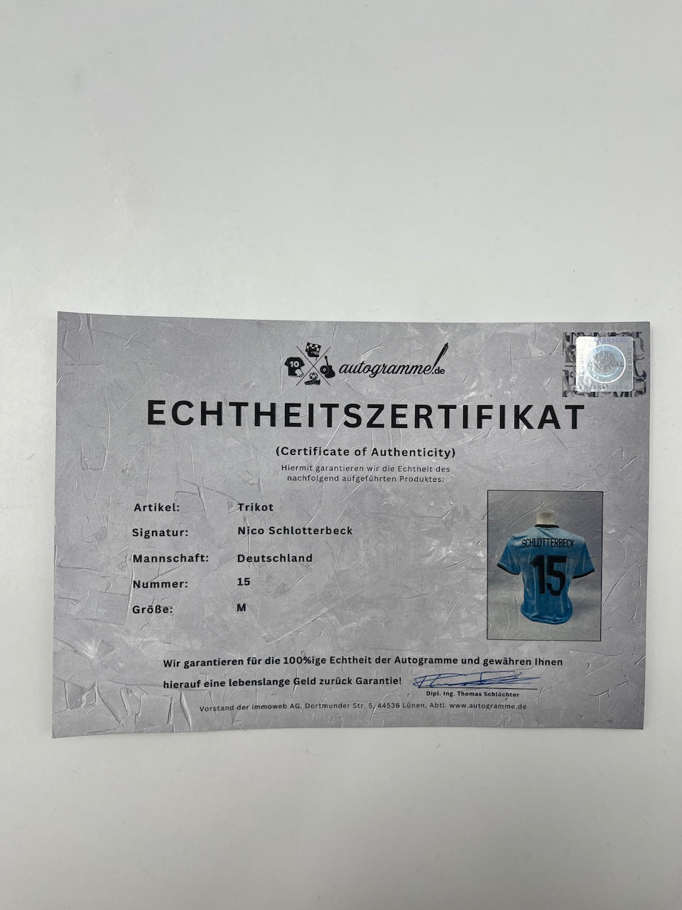DFB Trikot Nico Schlotterbeck signiert Autogramm Adidas COA neu M