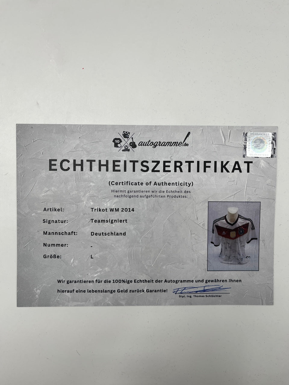 Deutschland Trikot WM 2014 Teamsigniert Autogramm DFB Weltmeister Adidas L