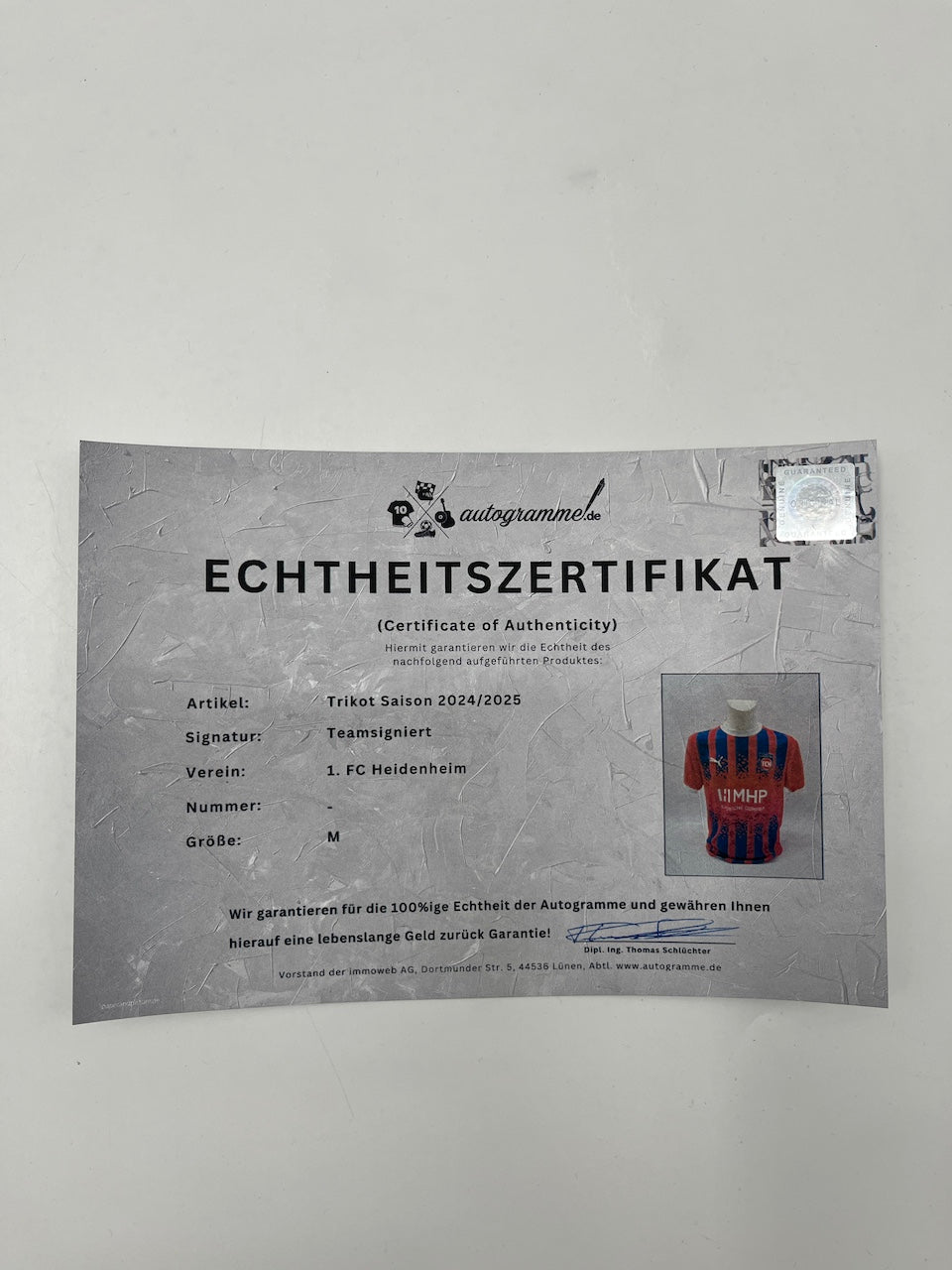 FC Heidenheim Trikot 2024/2025 Teamsigniert COA Nike neu M