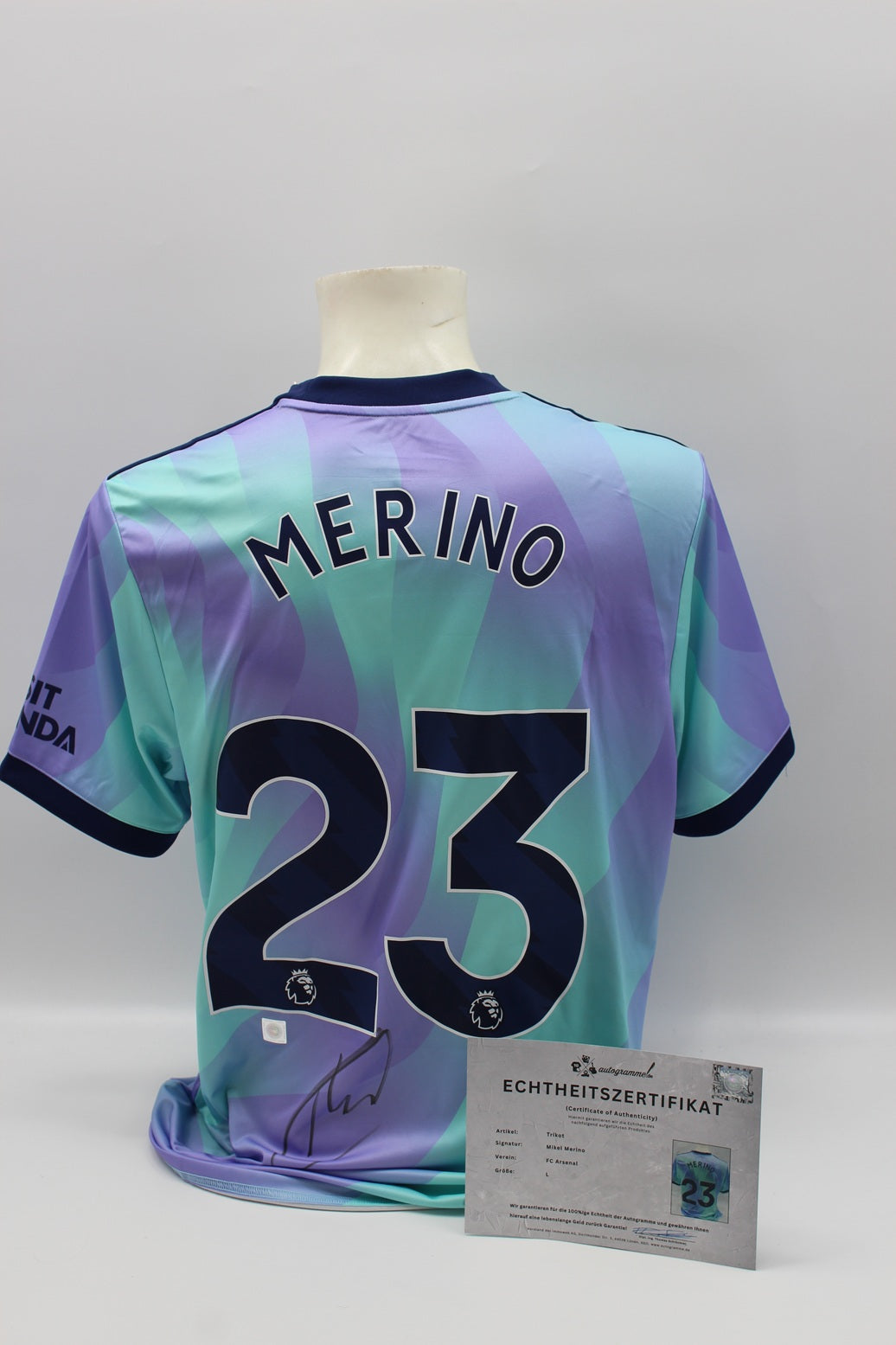 FC Arsenal 2024/2025 Trikot Mikel Merino signiert Autogramme Adidas COA L