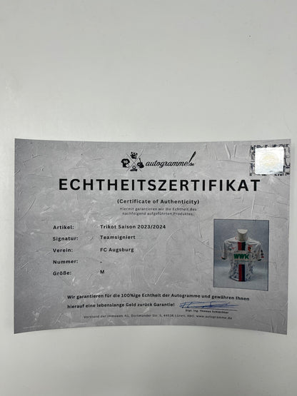 FC Augsburg Trikot 2023/2024 Teamsigniert COA Bundesliga M