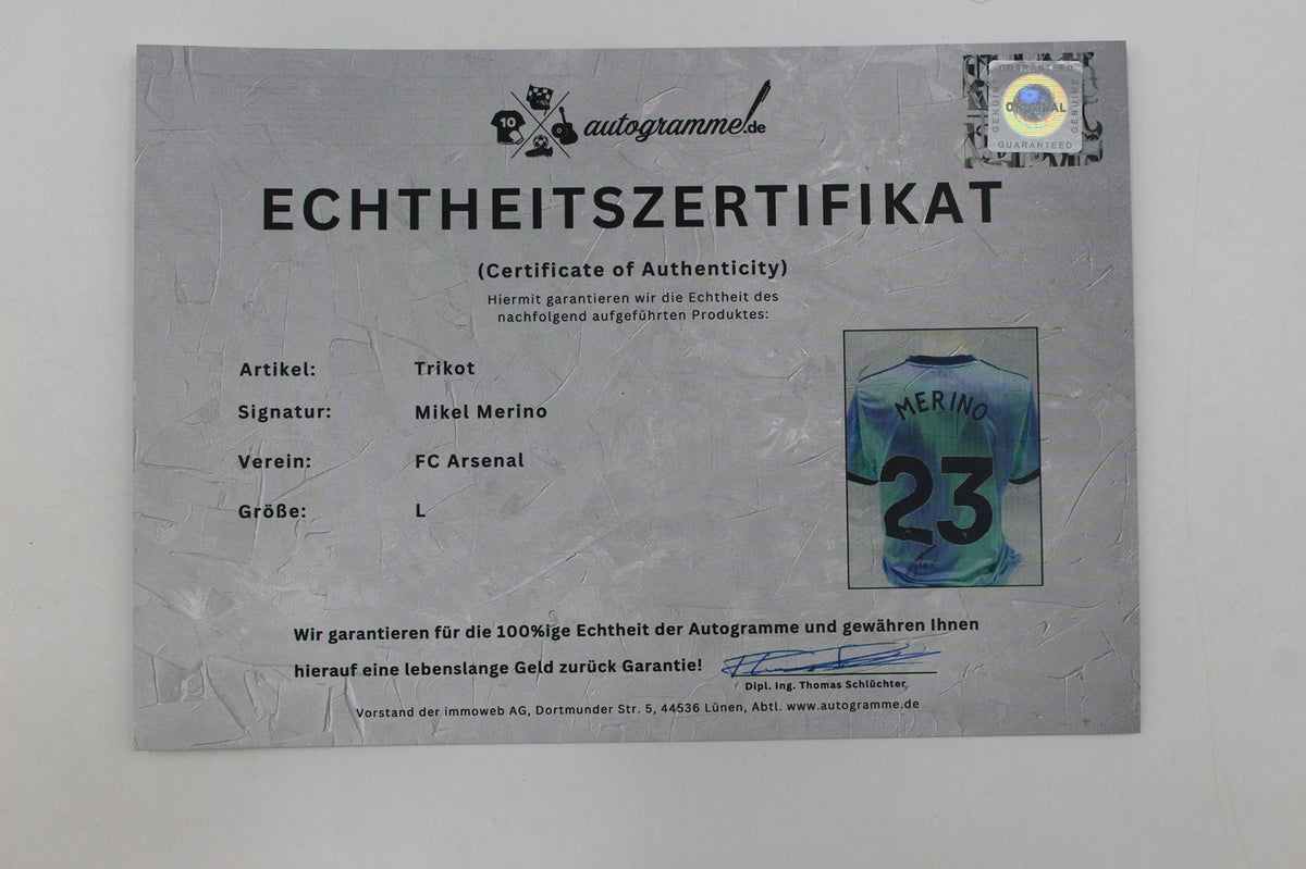 FC Arsenal 2024/2025 Trikot Mikel Merino signiert Autogramme Adidas COA L