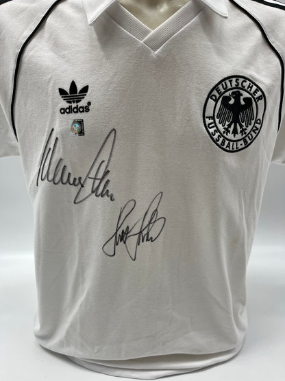 DFB Repro Trikot Klaus Fischer & Horst Hrubesch signiert Adidas neu M