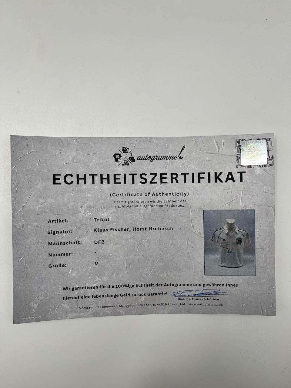 DFB Repro Trikot Klaus Fischer & Horst Hrubesch signiert Adidas neu M