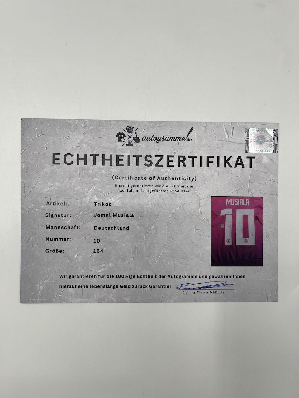 DFB Trikot Jamal Musiala signiert Adidas COA Deutschland Autogramm 164