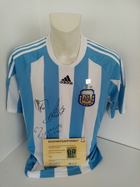 Argentinien Trikot Maxi Rodriguez und Emiliano Insua signiert Adidas COA L