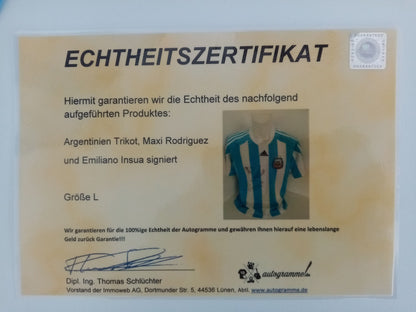Argentina jersey Maxi Rodriguez and Emiliano Insua signed Adidas Coa L