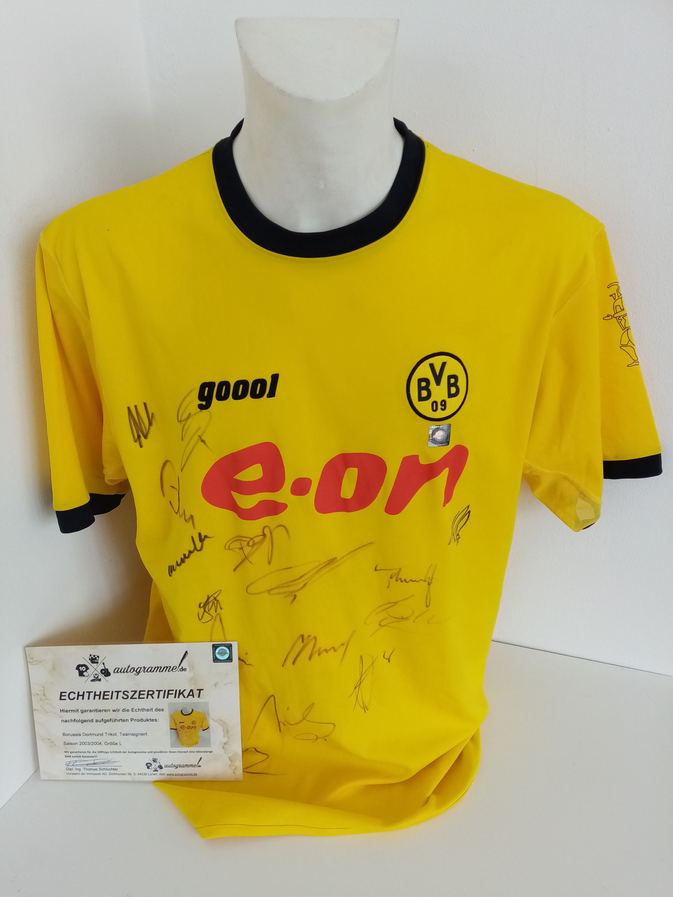 BVB jersey 03/04 team signed Borussia Dortmund Autogram Signature GOOOL L