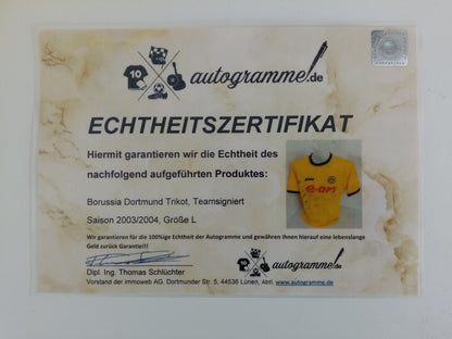 BVB jersey 03/04 team signed Borussia Dortmund Autogram Signature GOOOL L