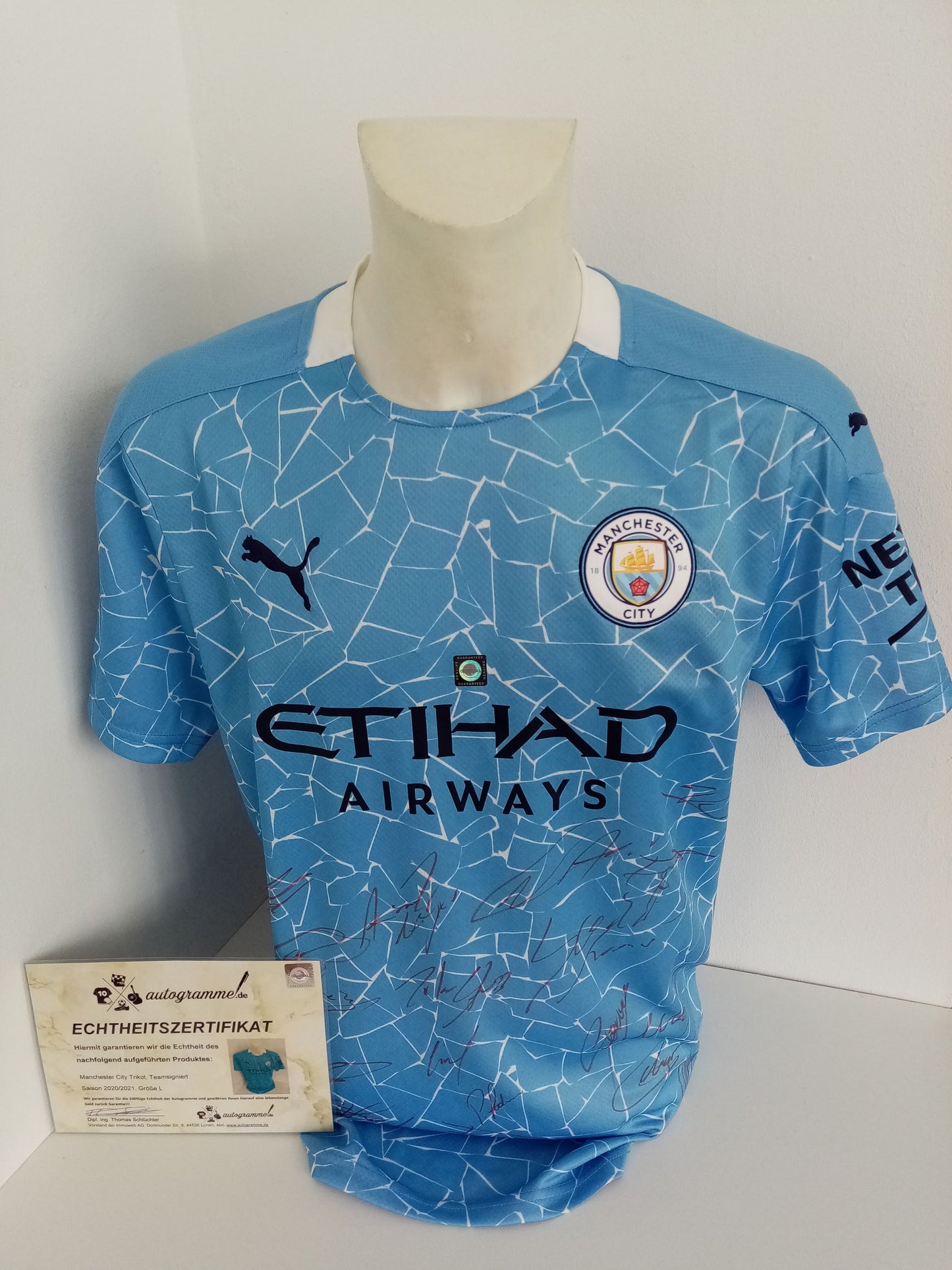 Manchester City Trikot 20/21 Teamsigniert England Autogramm Fußball Puma L