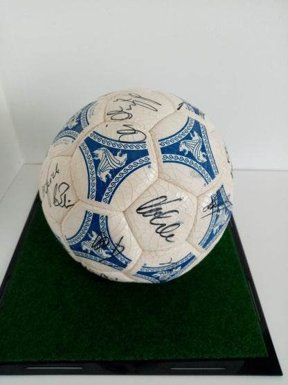 Football team signed World Cup 1990 in showcase dfb signature Germany Coa adidas
