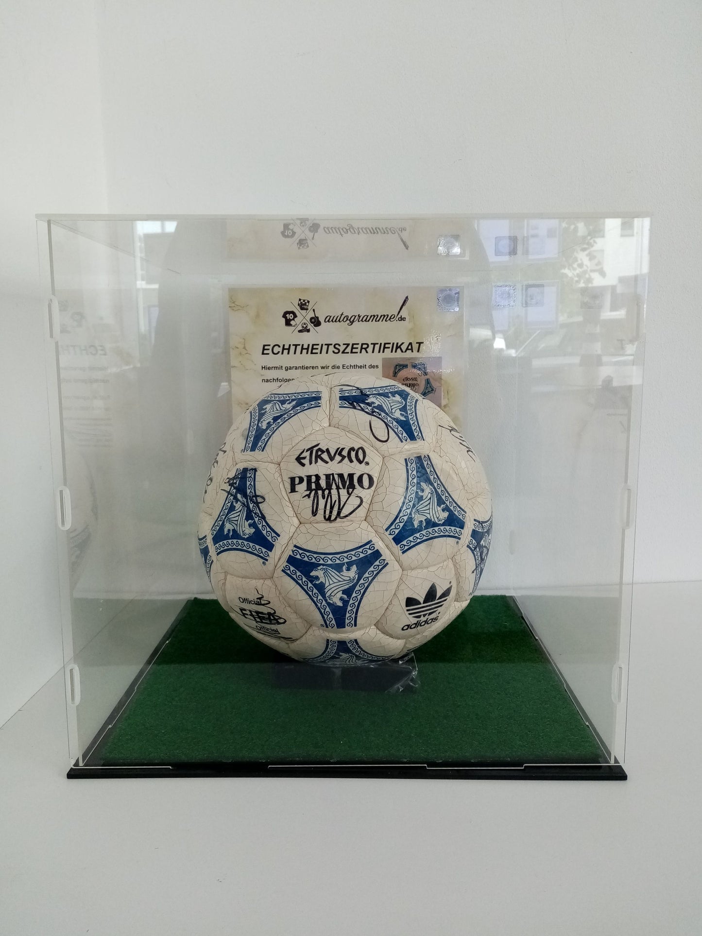 Football Team Signed World Cup 1990 in Display Case DFB Signature Germany COA Adidas