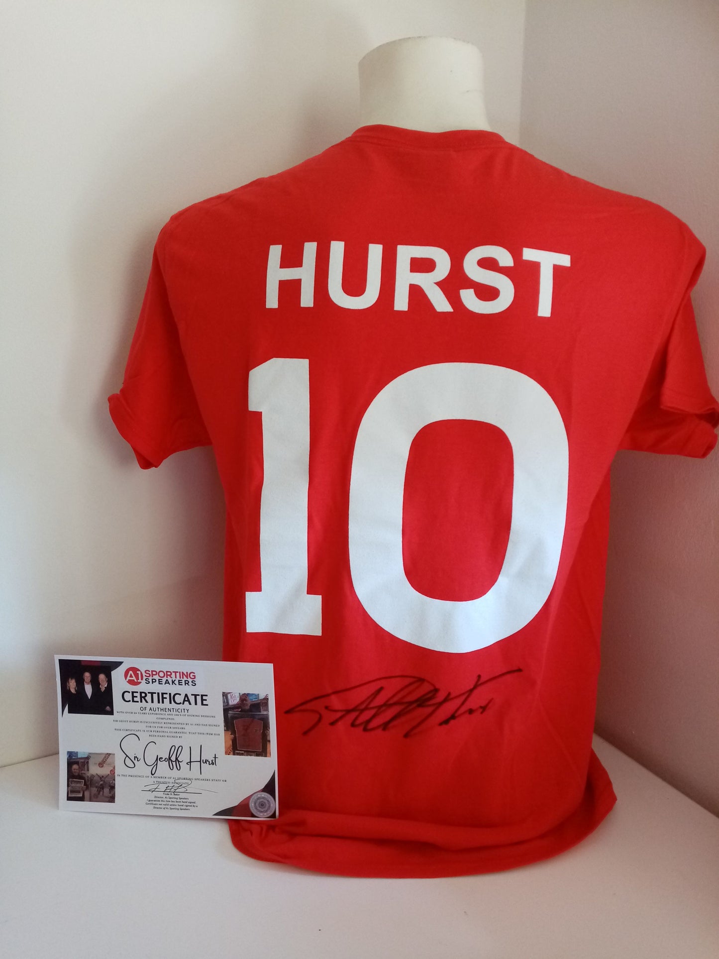 Shirt Geoff Hurst signed England Wembley West Ham New COA M